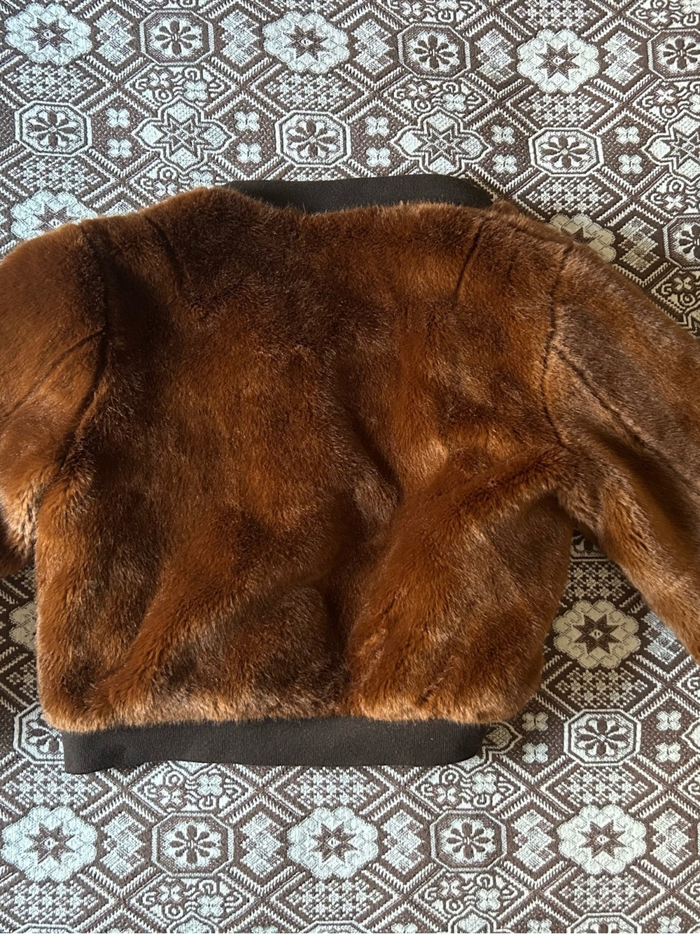 Elizabeth and James Ellington Faux Fur Zip Front Bomber Jacket Coat Size L - Picture 3 of 5